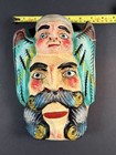 Guerrero Mexico Nahua Wood Folk Art Mask Hand Carved Painted Double Face Wings