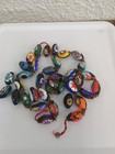 Vtg Multicolor Millefiori  Beats  Oval Glass Beads Lot Assorted  35 Beads Broken