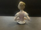 Antique Grey Hair Porcelain Half Doll Pin Cushion Doll Marked Germany Doll 3 5   