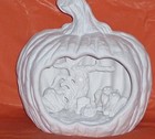Ceramic Bisque Ready To Paint Pumpkin  Scene From Molds Lighted