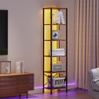 Jarhetun 6-tier Tall Narrow Bookcase Led Lights Book Shelf Steel Frame Display