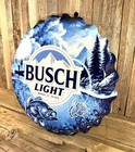 Busch Light Beer Bottle Cap Large 18  Bass Fishing Metal Aluminum Sign Garage