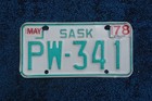 1978 Saskatchewan Motorcycle License Plate Canada