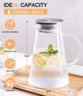 Glass Pitcher With Lid And Handle  2 Liter 68oz Water Pitcher With Spout For Fri