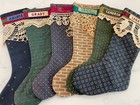 Set Of 6 Homemade Vtg Christmas Stockings Ruffle Lace Cottagecore