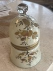 Antique Liquor Decanter Hand Blown painted Glass Tantalus Shot Set Czech