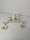 Vintage Miniature 9  Piece Coffee Tea Set With Tray Pink Floral Porcelain