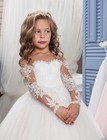 Wedding Flower Girl Dress Lace Long Sleeves Girls Pageant Dress Nwt Size 10 11