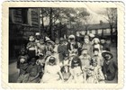 Vintage Halloween Kids c1940 Snapshot Photo witch devil masks costumes   16 X 20