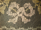 Antique Vintage Lace darned Net bows wreaths trailing Roses leaves 44  X 11 
