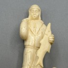 Figure Of An Inuit Ice Fisherman 3    Carved Indigenous Canadian Or Alaskan