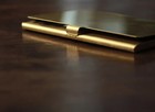 Vintage Solid Brass Business Card Holder Nos New Old Stock 8b