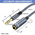 1 4  Male To Female Stereo Headphone Extension Cable - 15ft  Grey