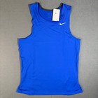 Nike Dri-fit Stock Muscle Running Tank Men s Medium Blue Cv2697-494 Track Nwt