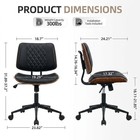Modern Walnut Armless Office Desk Chair With Wheel Small Mid Back Computer Chair
