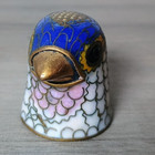 Vintage Cloisonn   Style Bird Head Thimble  enamel   Brass  - Ships Free 