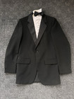 1980s Vintage Black Tuxedo Suit 38l Jacket 32l Pants W  Bow Tie   Ruffle