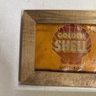 Vintage Metal 1 Quart Golden Shell Motor Tin Oil Can Sign Flat Maple Hardwood
