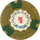    5 The Dunes Hotel Las Vegas  Nevada  5 Casino Chip Green Club Rare 