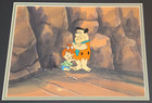 1970s Flintstones Production Cel Fred   Pebbles On A Hand Painted Background