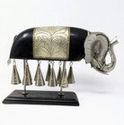 Eurasia Rajasthani Traditional Hand Painted Elephant With Bells Wood And Metal 