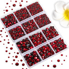 6736 Flatback Hotfix Rhinestones  Red Mixed Sizes Ss6-ss30  Craft Kit With Tweez