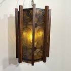 Vintage Mcm Mayan Tiki Panel Swag Lamp Hanging Light Mid Century Modern 1970s
