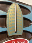 Rare Dr Pepper Advertising Wall Thermometer - Blue Sunburst   Brown Wood Grain