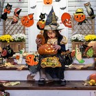 Vintage Halloween Garland Banner Decorations Retro Pumpkin Witch Ghost Cat