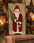 Primitive Santa Christmas Tree Bell Hand Painted Reclaimed Wood Wall Decor