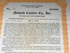 1921 Newark Coaster Company  Newark New Jersey Stock Certificate Signed Rare