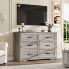 6 Drawers Dresser For Bedroom Closet Wooden Dresser Chest Of Drawers Modern Gray