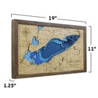 Multilayered Lake Erie Wood Map   Laser Engraved   Hardwood Framed Wall Art