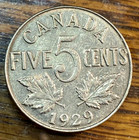 1929 Canada 5 Cents Nice Original Xf Chrc  formerly Chn 
