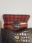 Vintage Mens Travel Brush And Comb Case Beige Outside Plaid Inside Snap Closure