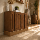 Mid Century Modern Fluted Buffet Sideboard Storage Cabinet Wood Console Table