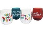 New St  Nicholas Square Holiday Cheer Acrylic Christmas Stemless Wine Glass Set