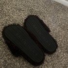 Balenciaga Men s Black Fur-lined Logo Slide Slippers Open Toe Us 9