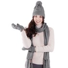 Women Soft Warm Thick Knitted Beanie Scarf   Gloves Winter Set grey