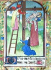 C  1470-90 Medievalfrench Illuminated Manuscript Hours Leaf- With Miniature