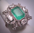 Vintage Art Deco 4ct Lab Created Emerald Cocktail Wedding Ring 14k White Gold Fn