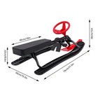 Black red Kids Snow Racer Sled W double Brakes Pull Rope Steering Wheel