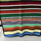 Hand Made Crochet Afghan Stripe Granny Throw Lap Blanket Boho 46 X 60 