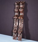 26  Pair Of French Antique Solid Oak Wood Highly Carved Wood Lion Trim Posts