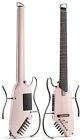 Donner Hush    I Acoustic Electric Guitar With Gig Bag Headphones Headless   Pink