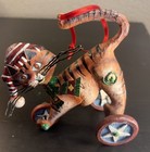 3 Vintage Primitive Tin Pull Toy Circus Animals Christmas Ornaments