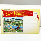 Las Vegas Nevada Strip Postcard Fold-out Vintage 1950s Cars Autos Casino Sands