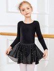 Girls Ballet Leotards Long Sleeve Crisscross Back Dance Dress Outfit With Rem   
