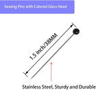 Dressmaker s Sewing Pins - 500 Count  Straight Pins With Colored Glass Heads  1-