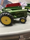 Vintage Die-cast Metal John Deere Tractor With Grain Drill Box Wagons